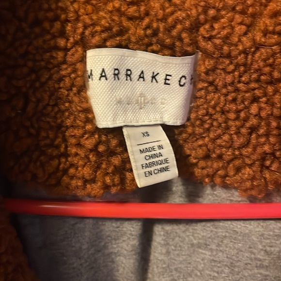 Anthropologie Moto Aviator Bomber Jacket Marrakech Rust Orange Brown Sherpa XS - Picture 6 of 7